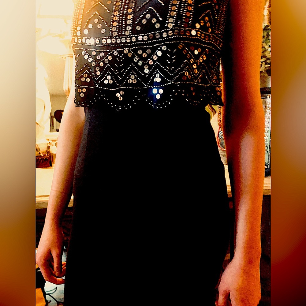 American Eagle Outfitters Little Black Dress 
XSm. Silver Sequins Sewn Top Only.